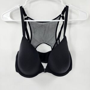 Victoria's Secret 32DD tshirt lightly lined demi bra black racerback